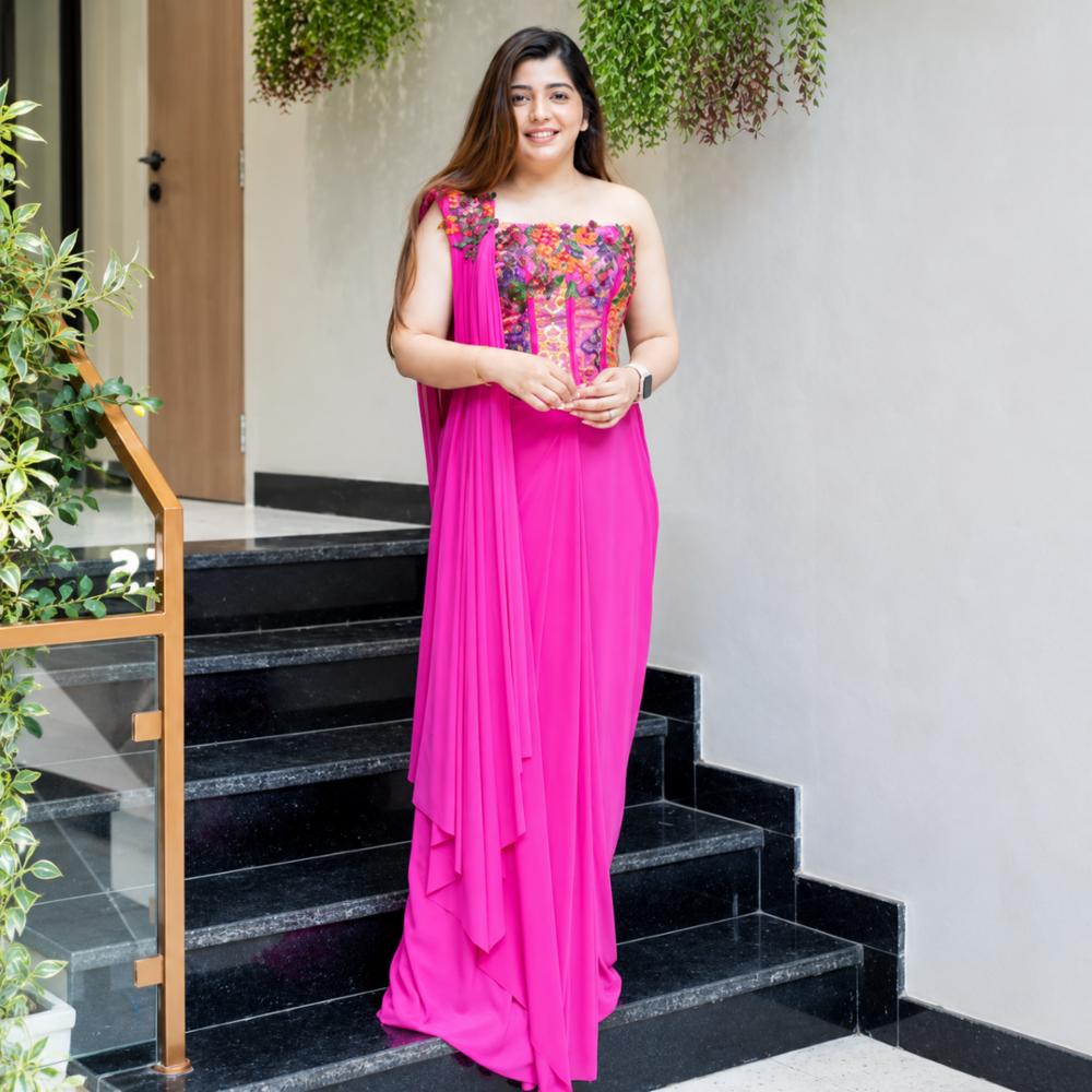 Rangoli Silk Ready-to-Wear Drape Saree with Stitched Blouse