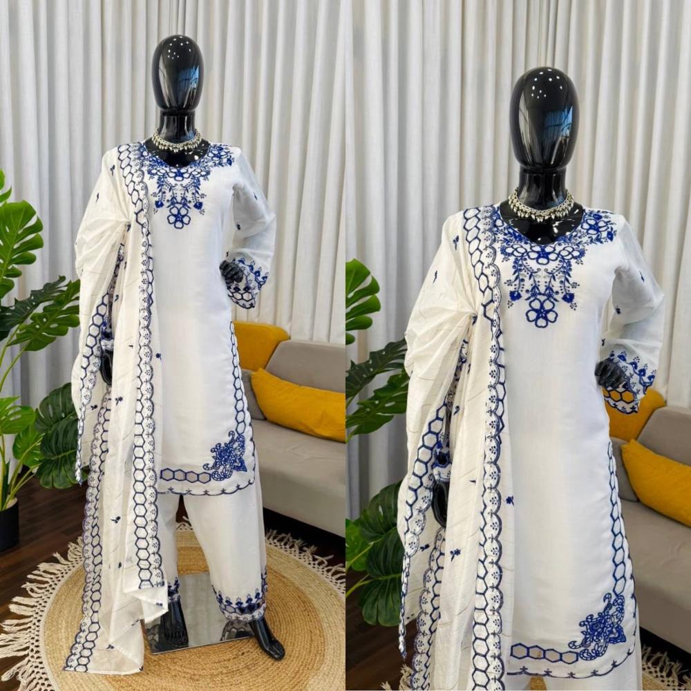 Mull Chanderi 3-Piece Suit Set