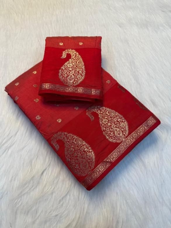 Soft Tussar Silk Saree with Chit Pallu & Running Blouse