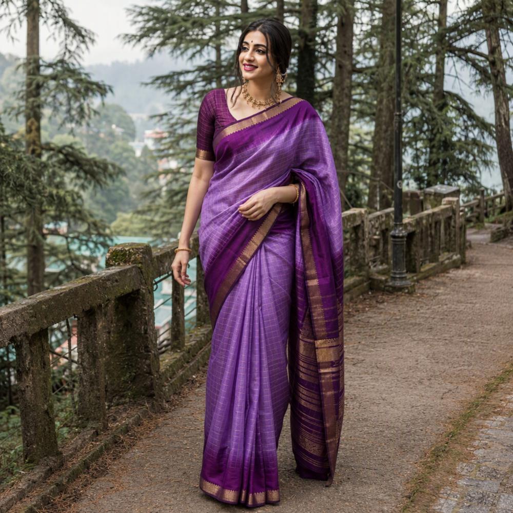 South Silk Mangalgiri Saree with Blouse Piece