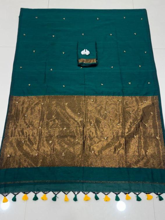 Trending Lagadi Cotton Ghungroo Saree with Beautiful Pom-Pom Tassels