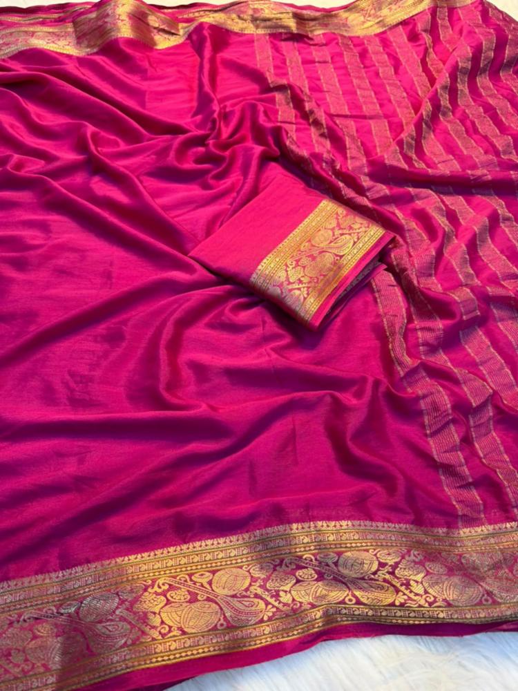 Viscose Crepe Chiffon Georgette Saree with Running Blouse