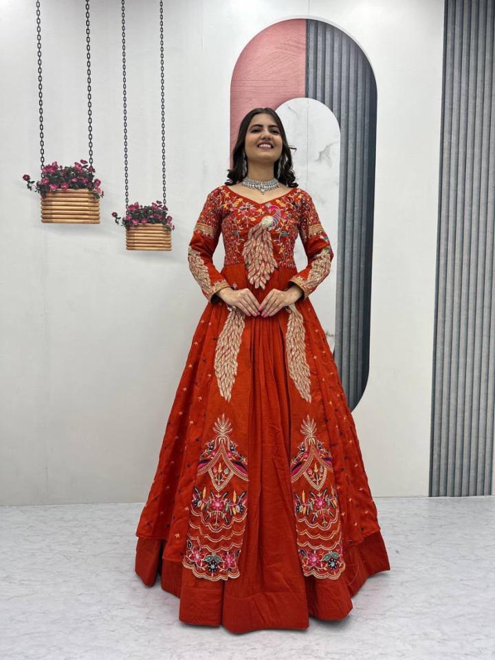Pure Vichitra Crop Top with Shrug and Lehenga Set