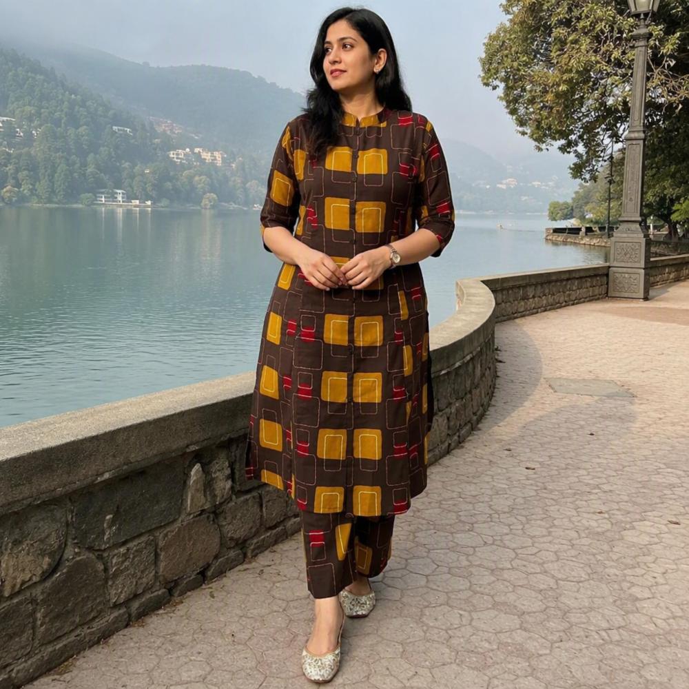 Premium Floral Fine Cotton Kurti Pant Set with Plazo