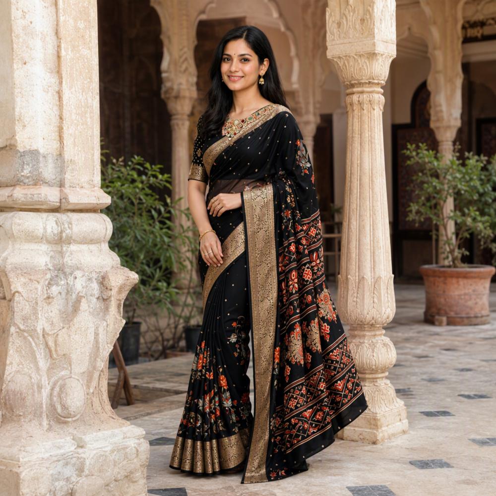 Georgette Banarasi Digital Print Saree