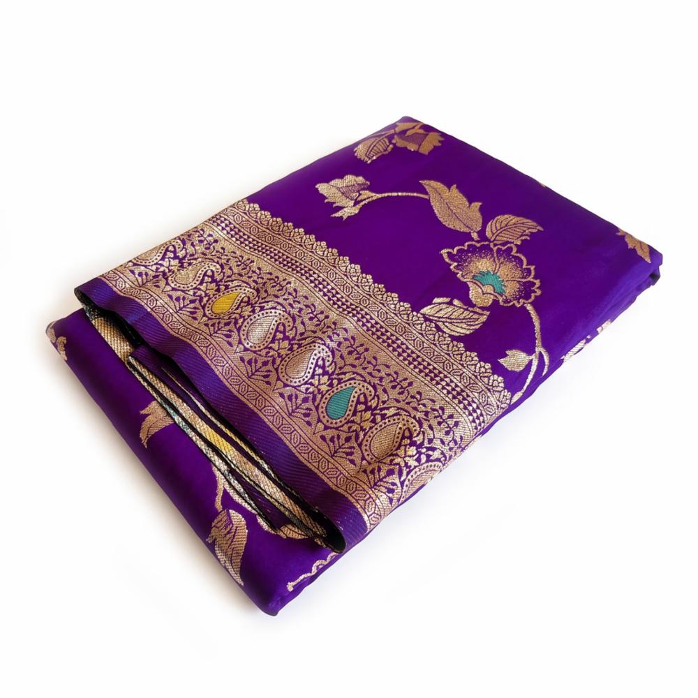 Purple Banarasi Style Silk Saree
