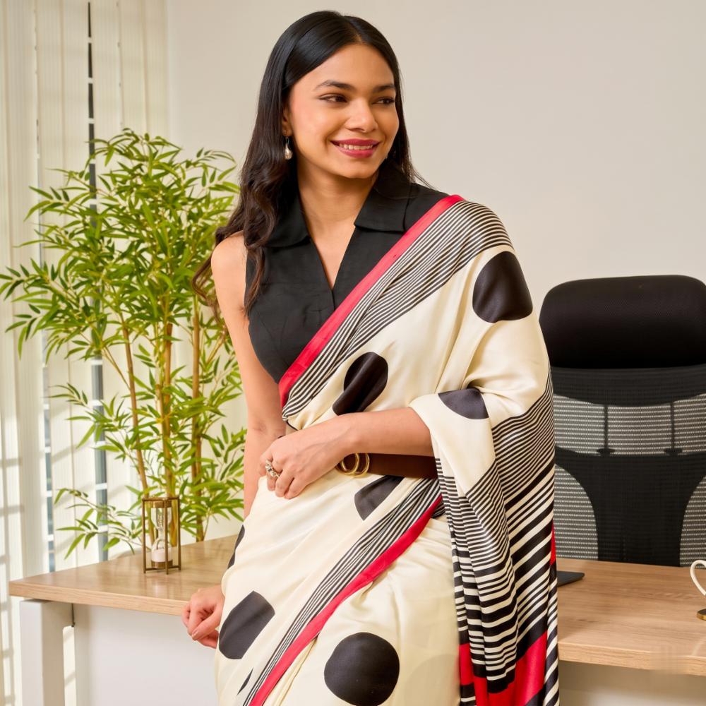 Ajrakh Print Gajji Silk Saree with Blouse Piece