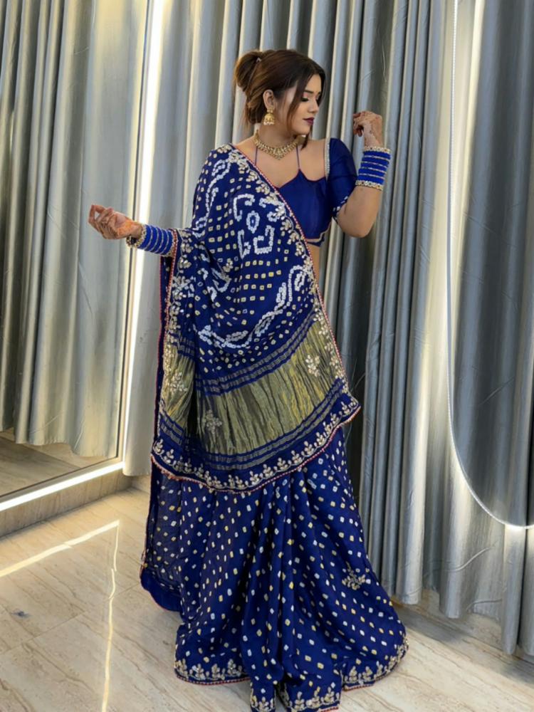 Gajji Silk Saree with Zari Handwork Border and Running Blouse