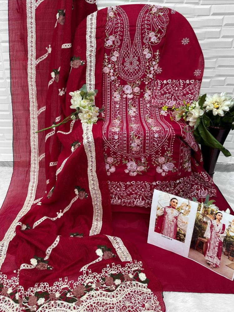 Pakistani Style Heavy Embroidery Work Unstitched Salwar Suit Material with Dupatta