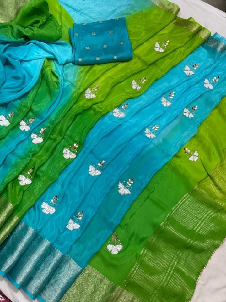 Pure HO Silk Zari Handwork Saree with Upada Blouse
