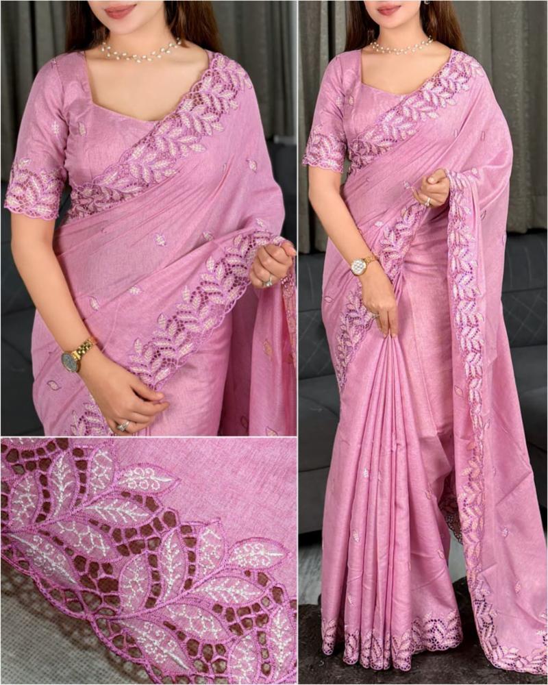 Kalyani Arry Cotton Saree with Embroidery & Cutwork Border
