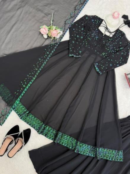 Georgette Gown Set with Palazzo and Dupatta