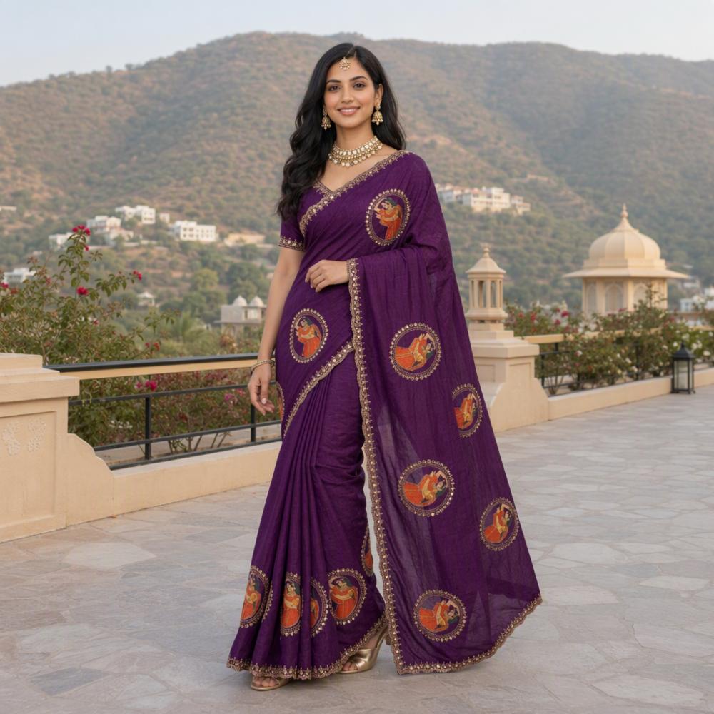 Fandy Silk Saree Traditional Rajasthani Print
