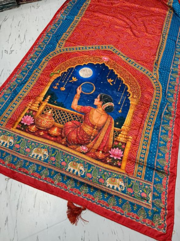 Karva Chauth Special Pure Shimmer Silk Saree with Heavy Swarovski Work