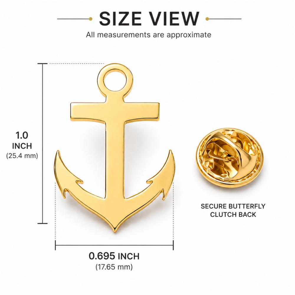Golden Anchor Lapel Pin for Blazer & Suit | Nautical Coat Brooch | Stylish Formal Wear Accessory | Gift for Men & Women