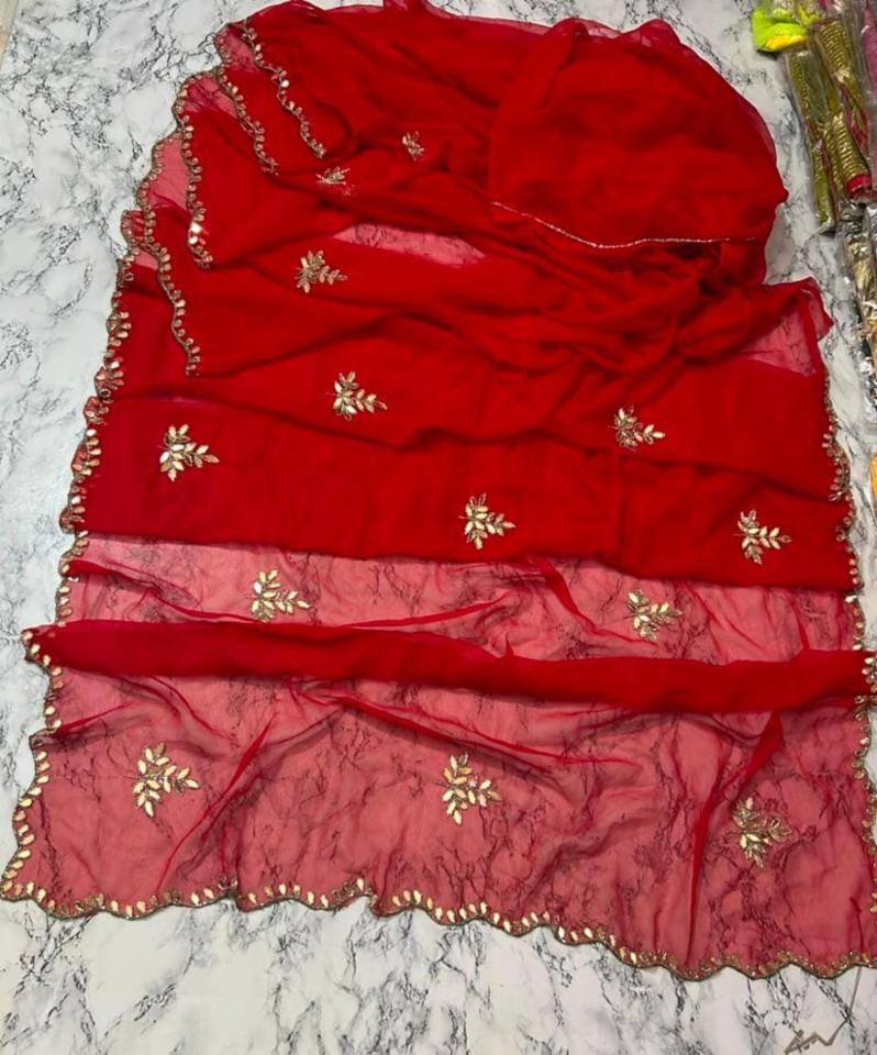 Synthetic Georgette Saree with Heavy Handwork and Cut Work Border