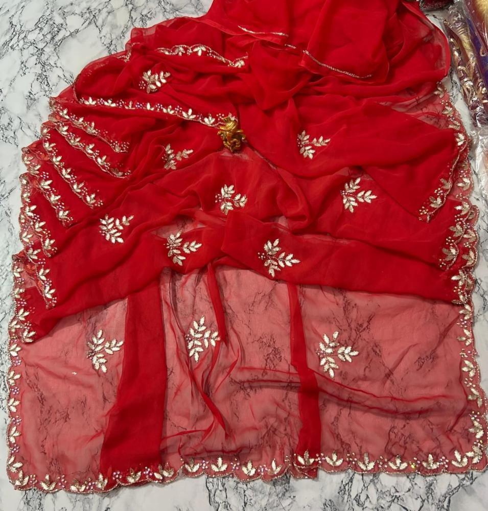 Royal Georgette Saree with Handwork Motifs