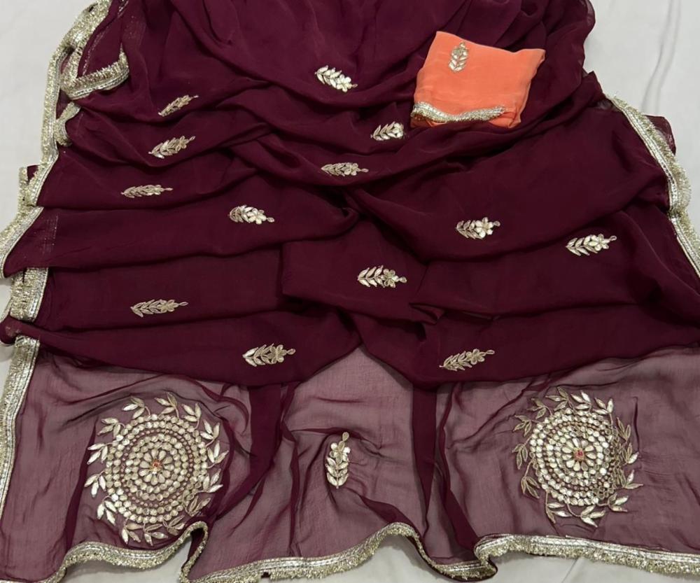 Half Pure Chiffon Saree 