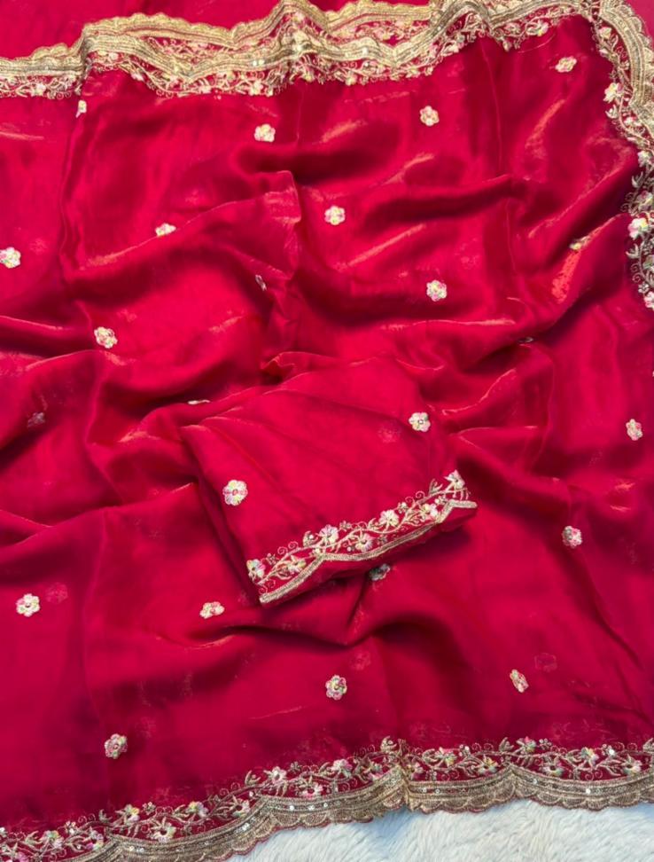 Premium Space Silk Designer Saree with Multi-Thread & Sequin Embroidery Work