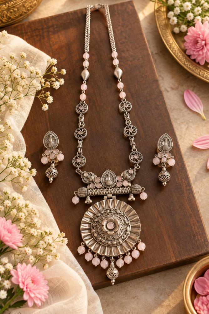 Antique Oxidised Silver Tribal Statement Necklace Set