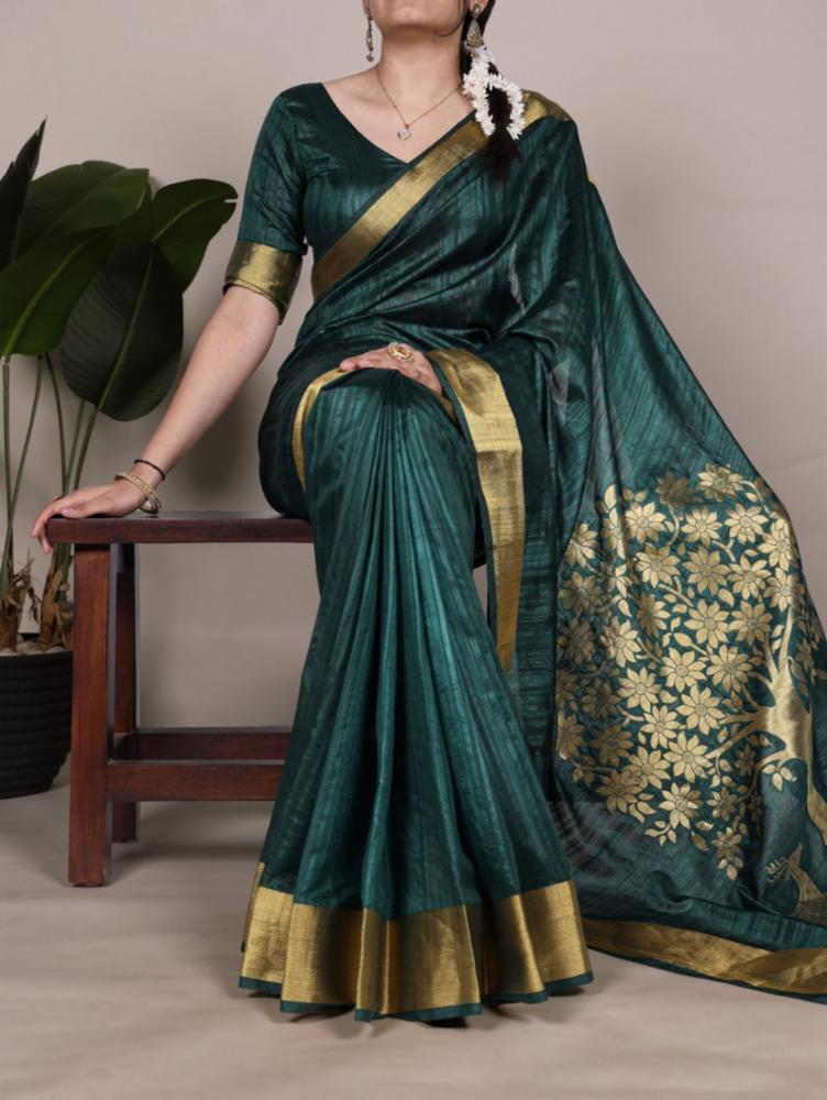 Raw Silk Kerala Zari Weaving Saree