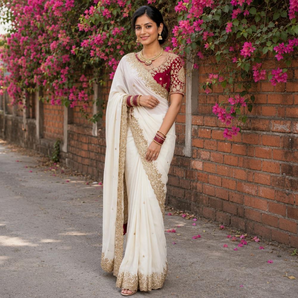 Aansha Designer Heavy Rangoli Saree with Sequin Embroidery & Cutwork Border