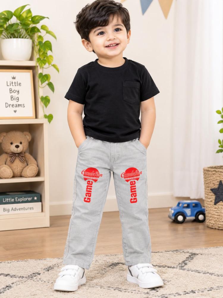 Kids Boys Woven Fabric Printed Casual Pant Pack of 2