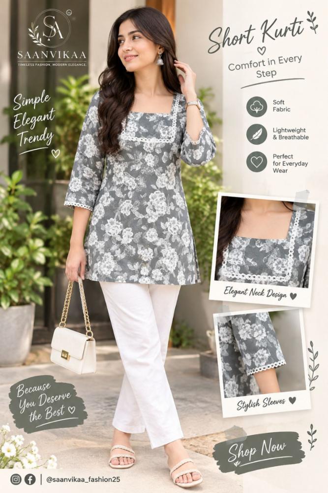 pure cotton short kurti
