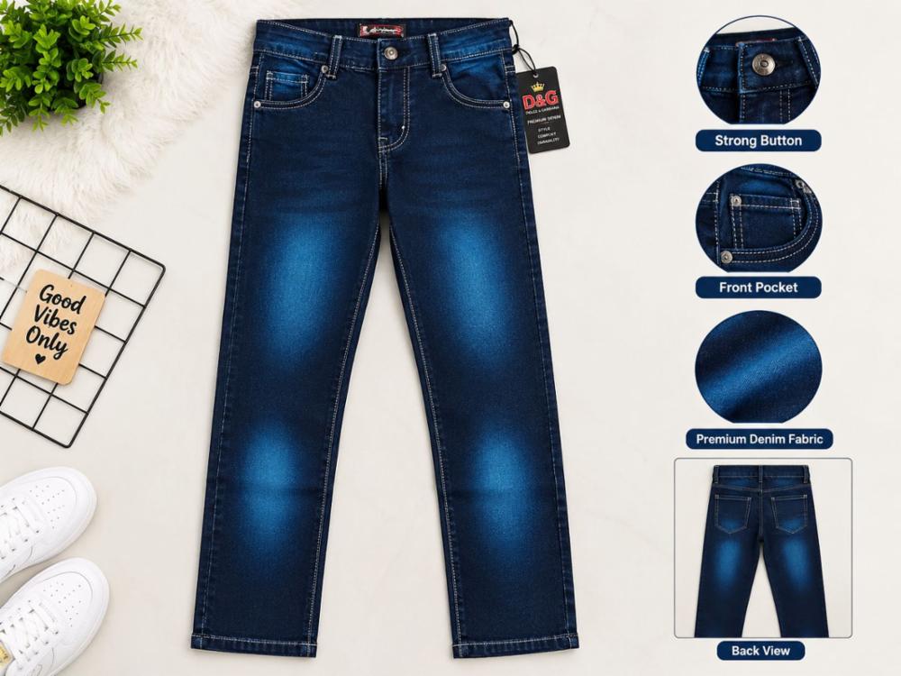 Boys Dark Blue Denim Jeans with Belt