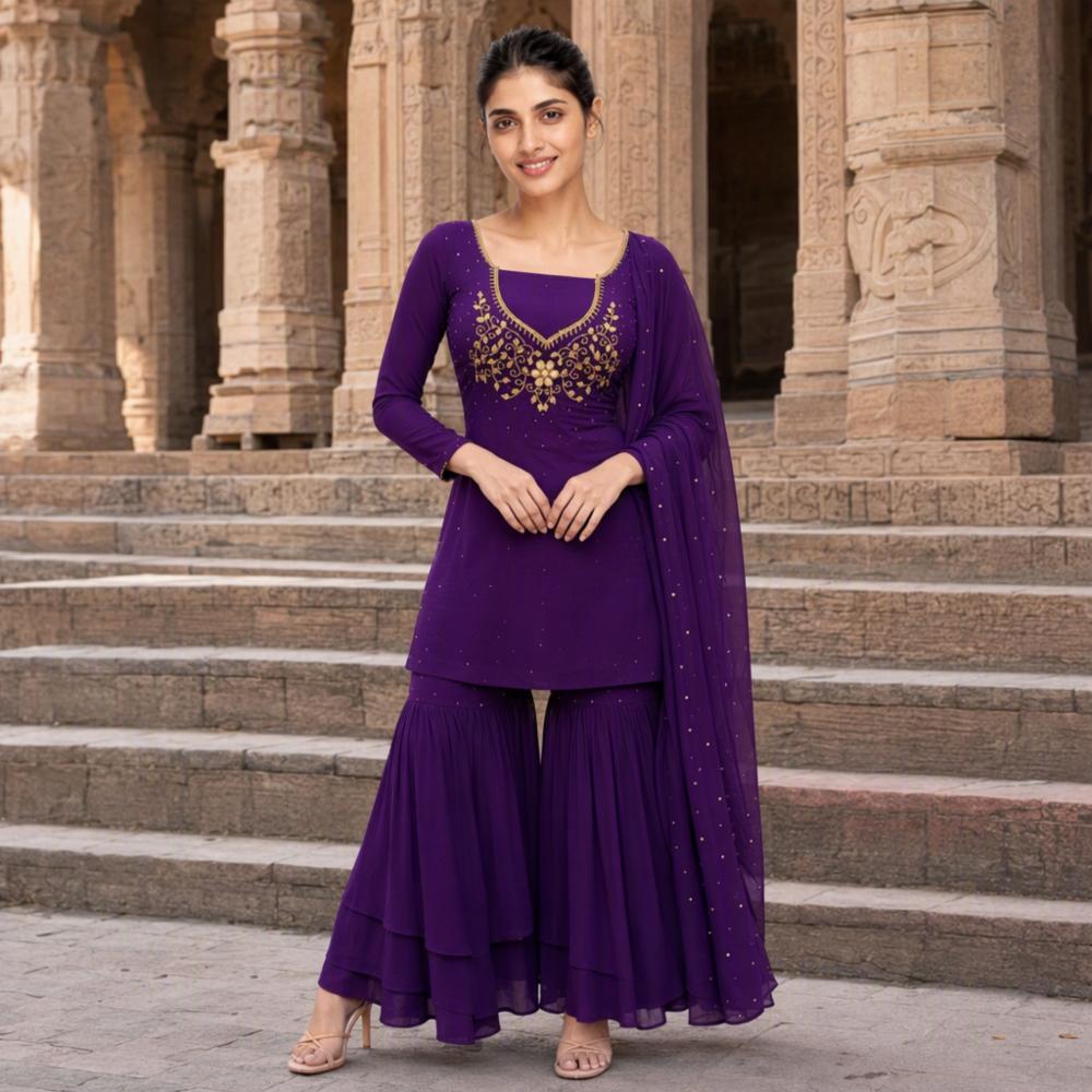 TOGSS Unstitched Georgette Dress Material with Heavy Handwork