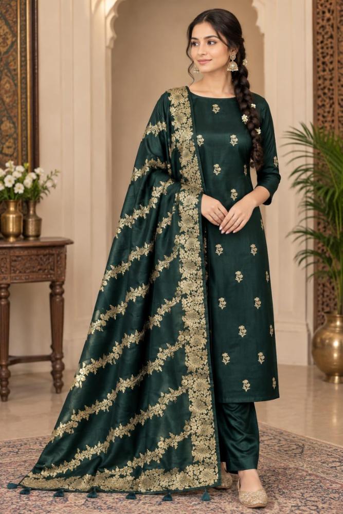*🦋Exclusive Banarasi Unstitched Salwar kameez with Dupatta🦋*   *BANARASI   SUIT* alfi suit   *TOP-   silk katan zari Rupa sona meena weaving    *DUPATTA-*  katan silk zari weaving  design   Bottom.  Plain silk katan  *2.50 meter each*  