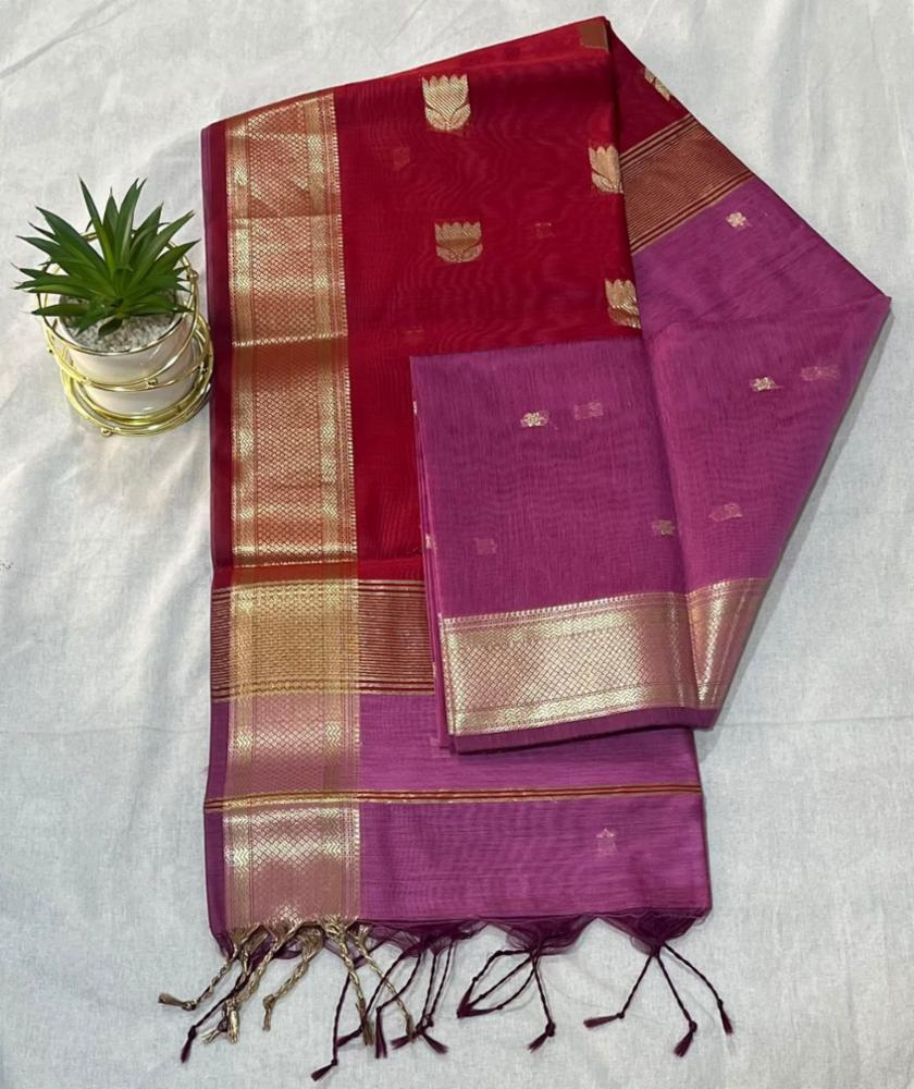 Semi Maheshwari Lotus Buta Saree