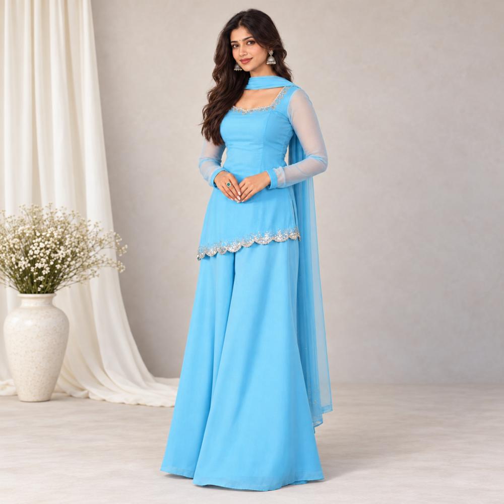 3-Piece Faux Georgette Suit Set 