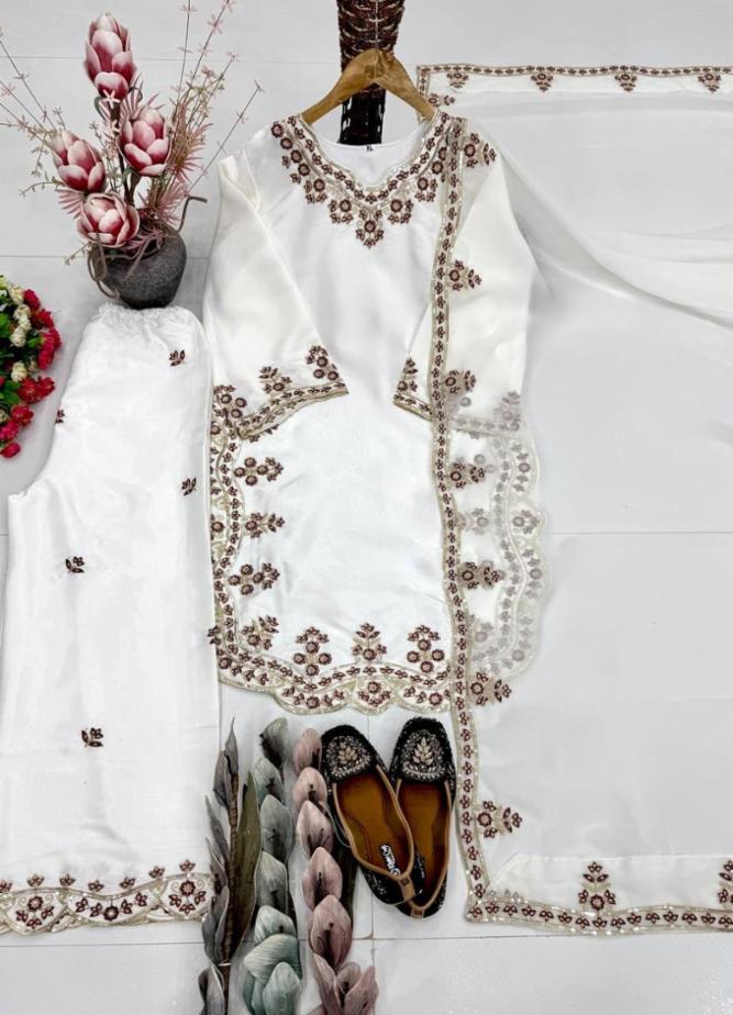 Heavy Roman Glass Embroidered Palazzo Suit with Faux Georgette Dupatta