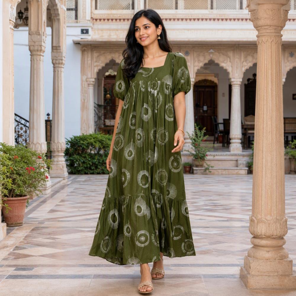 Printed Cotton Kurti with Puff Sleeves