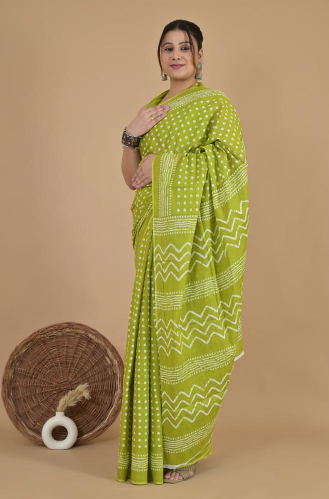 Cotton Mul Mul Hand Block Print Saree