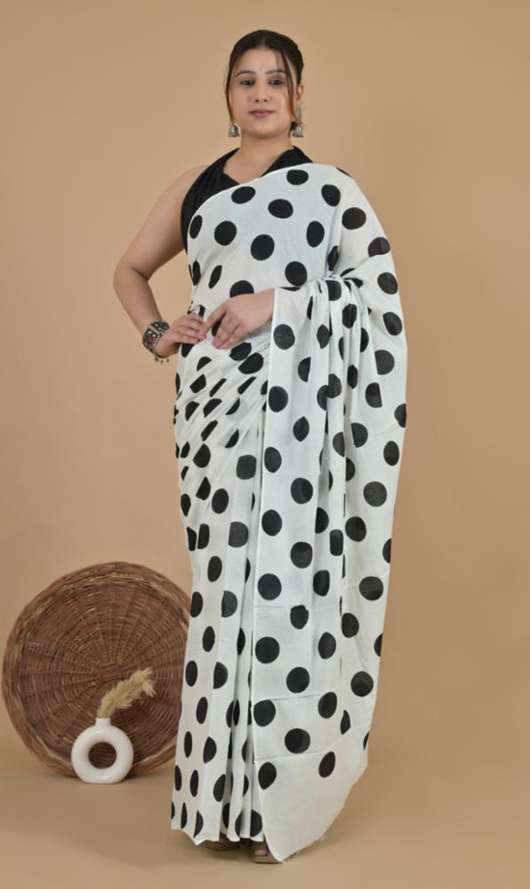 Cotton Mul-Mul Hand Block Print Saree