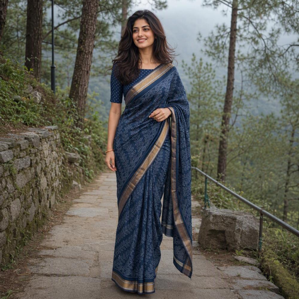 Mul Cotton Hand-Block Printed Saree