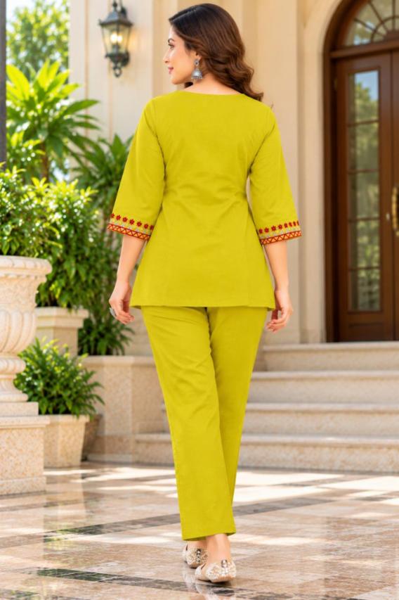 Rayon Slub Embroidered Co-ord Set with Top and Pant