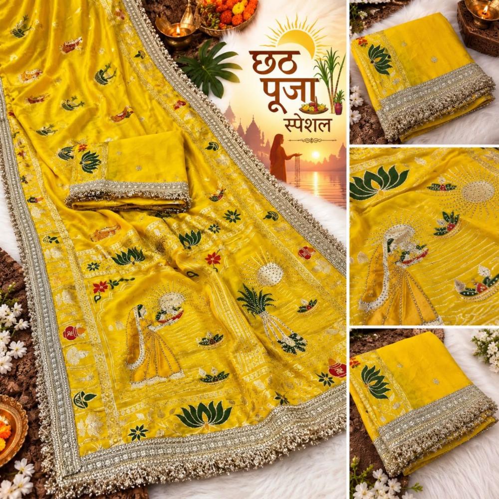 Dola Viscose Weaving Saree with Rich Meena Pallu & Swarovski Zarkan Work