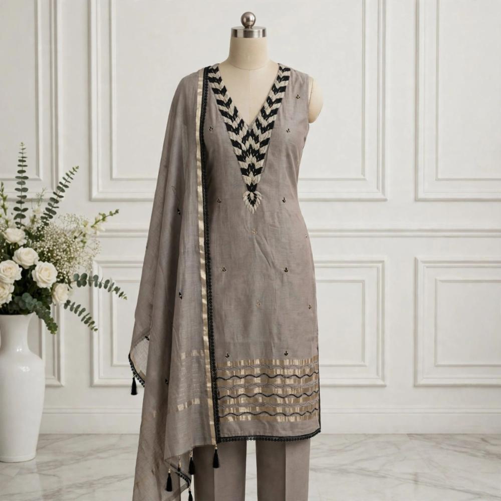 Designer Unstitched Cotton Kota Suit 