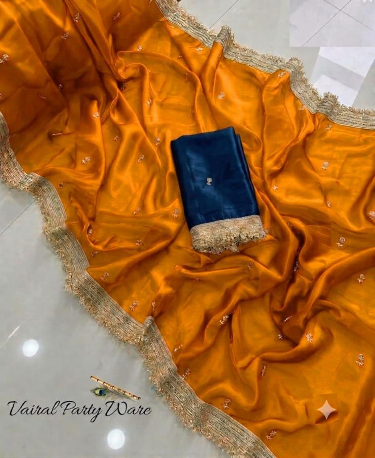 Bollywood Silk Saree with Contrast Blouse Piece