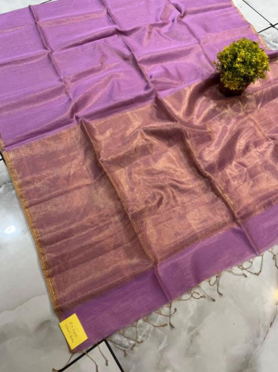 Maheshwari Silk Handloom Tissue Chex Saree Without Blouse Piece