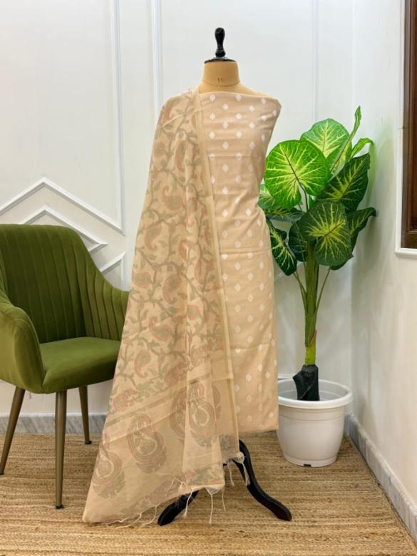 Unstitched Banarasi Chanderi Suit Set