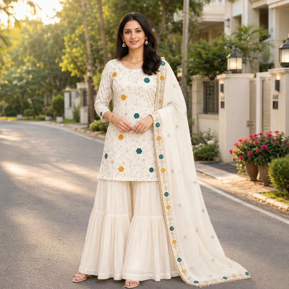 Pure Chinon 3 Piece Sharara Set 