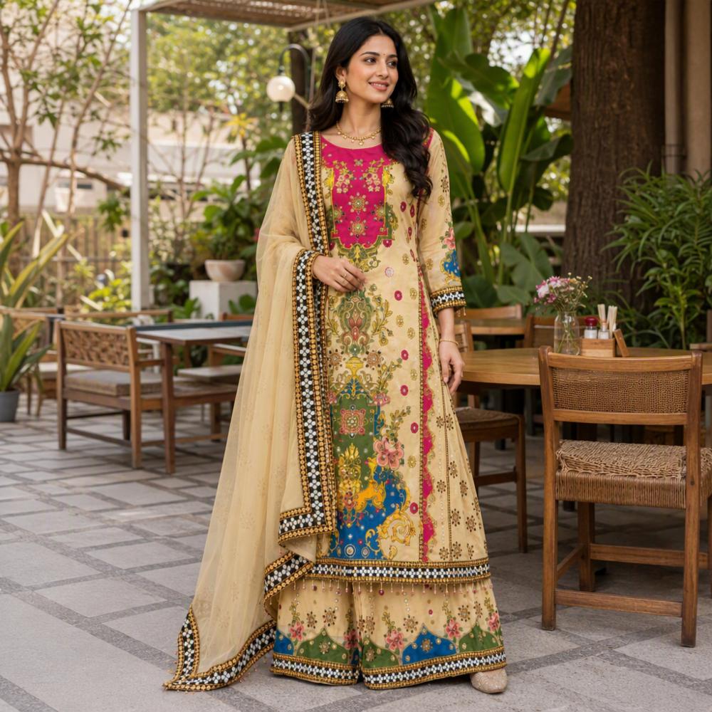 Anamika Fashion Pure Chinon Silk Digital Printed Kurta Set