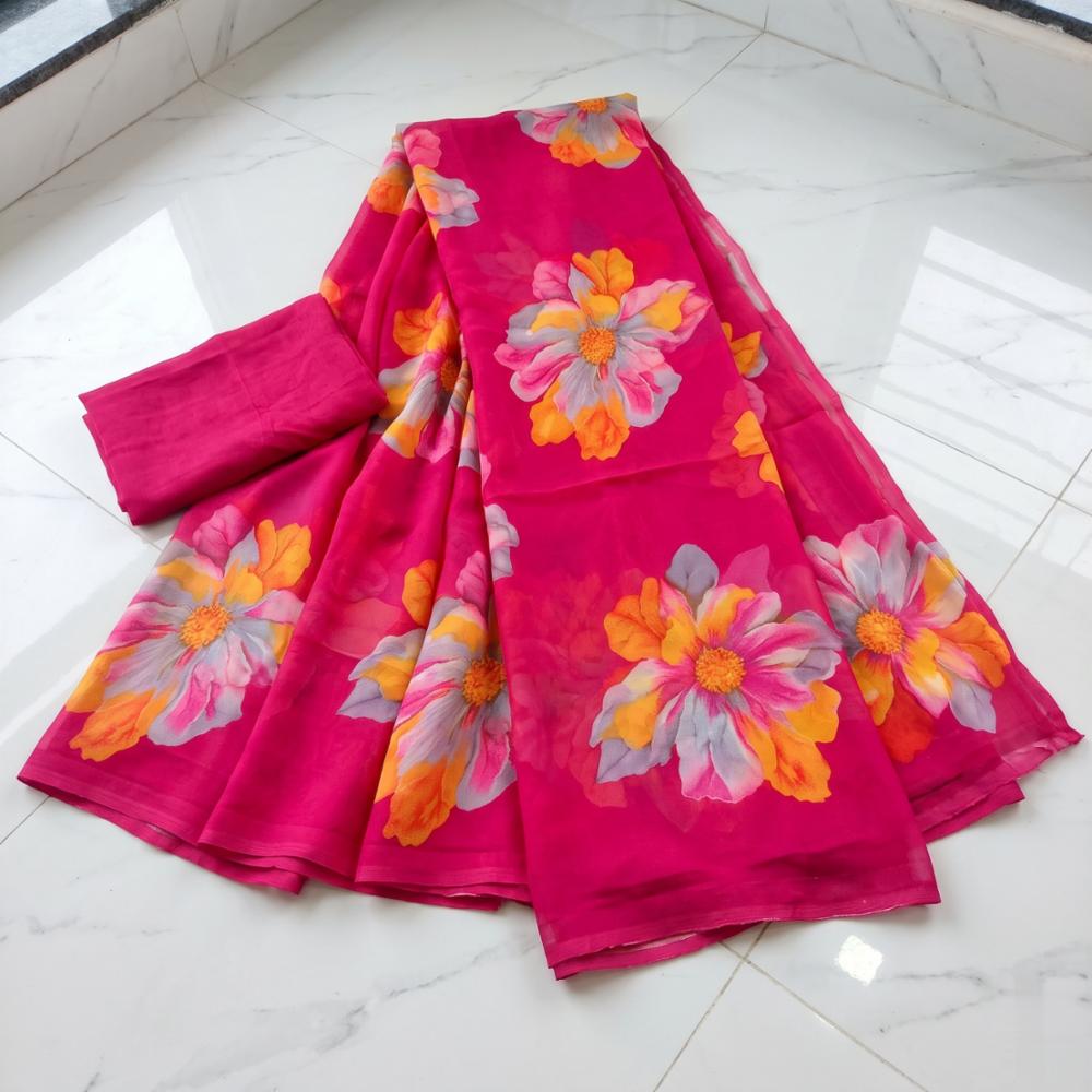 New Designer Floral Printed Georgette Saree