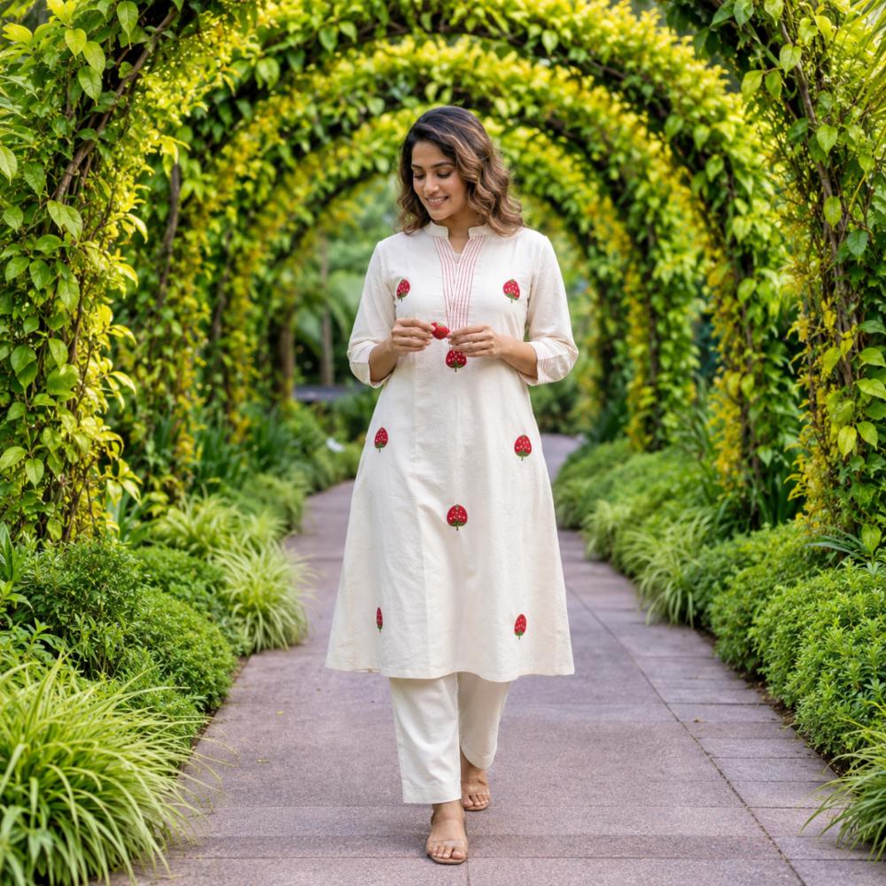 Womenâs Embroidered Cotton Co-ord Set with Palazzo