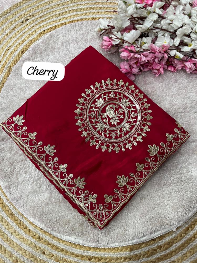 Premium H.O. Silk Designer Saree with All-Over Gota Foil Butta & Rich C-Pallu