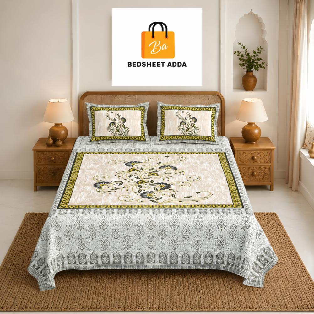 Bedsheet Adda King Size Double Bedsheet King Size-(90*108 Inches)